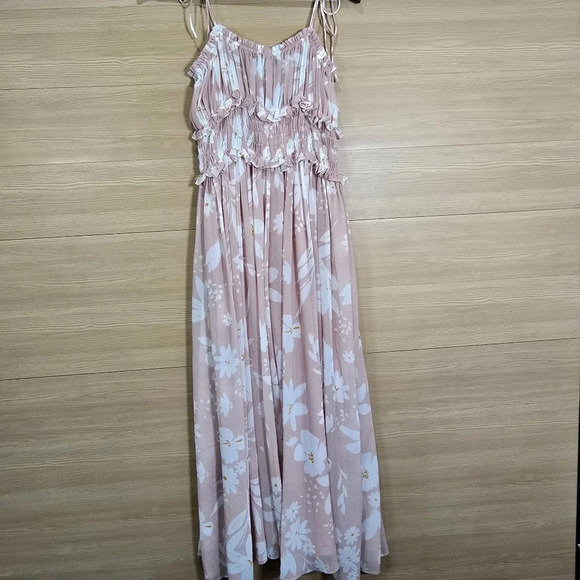 NWT En Saison Women's Gabby Square‎ Tie Sleeve Midi Dress Pink Floral Size Small - Picture 11 of 14